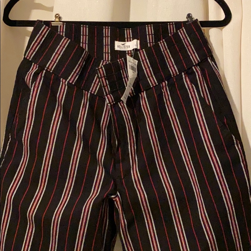 Hollister black stripped straight leg pants